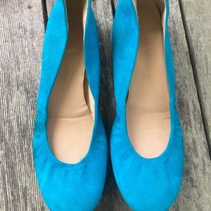 J CREW Robin egg blue suede ballet flats sz 9.5